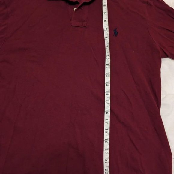 Ralph Lauren Custom Slim Fit Maroon Long Sleeve Polo - Picture 7 of 8